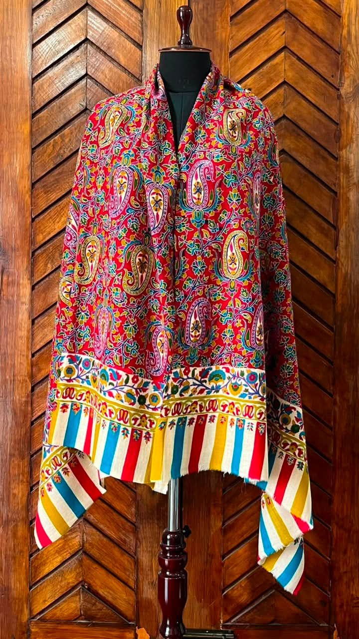 Pure Pashmina Handmade Kalamkari Sozni Shawl