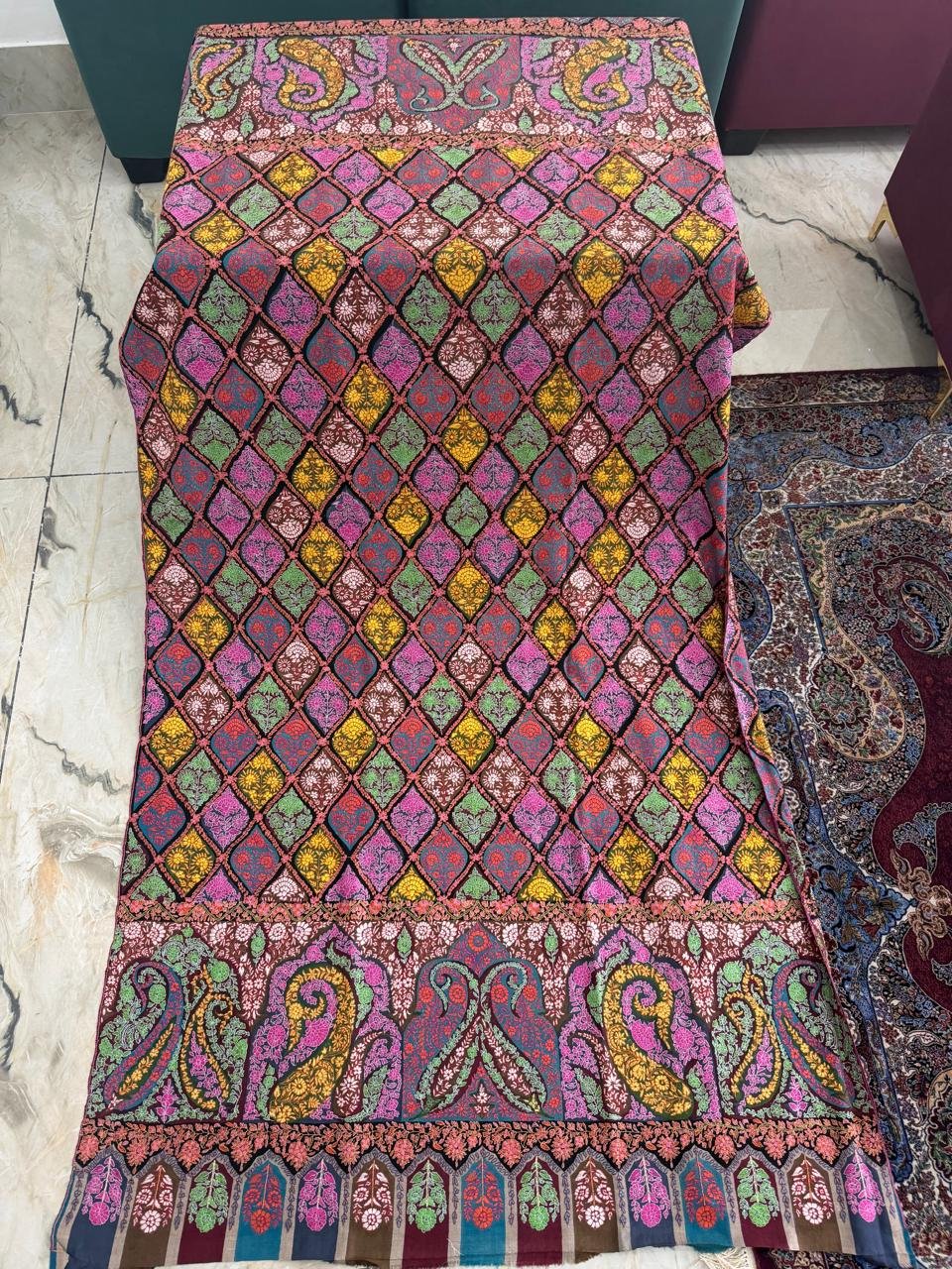 Pure pashmina handmade embroidery kalamkari sozni shawl