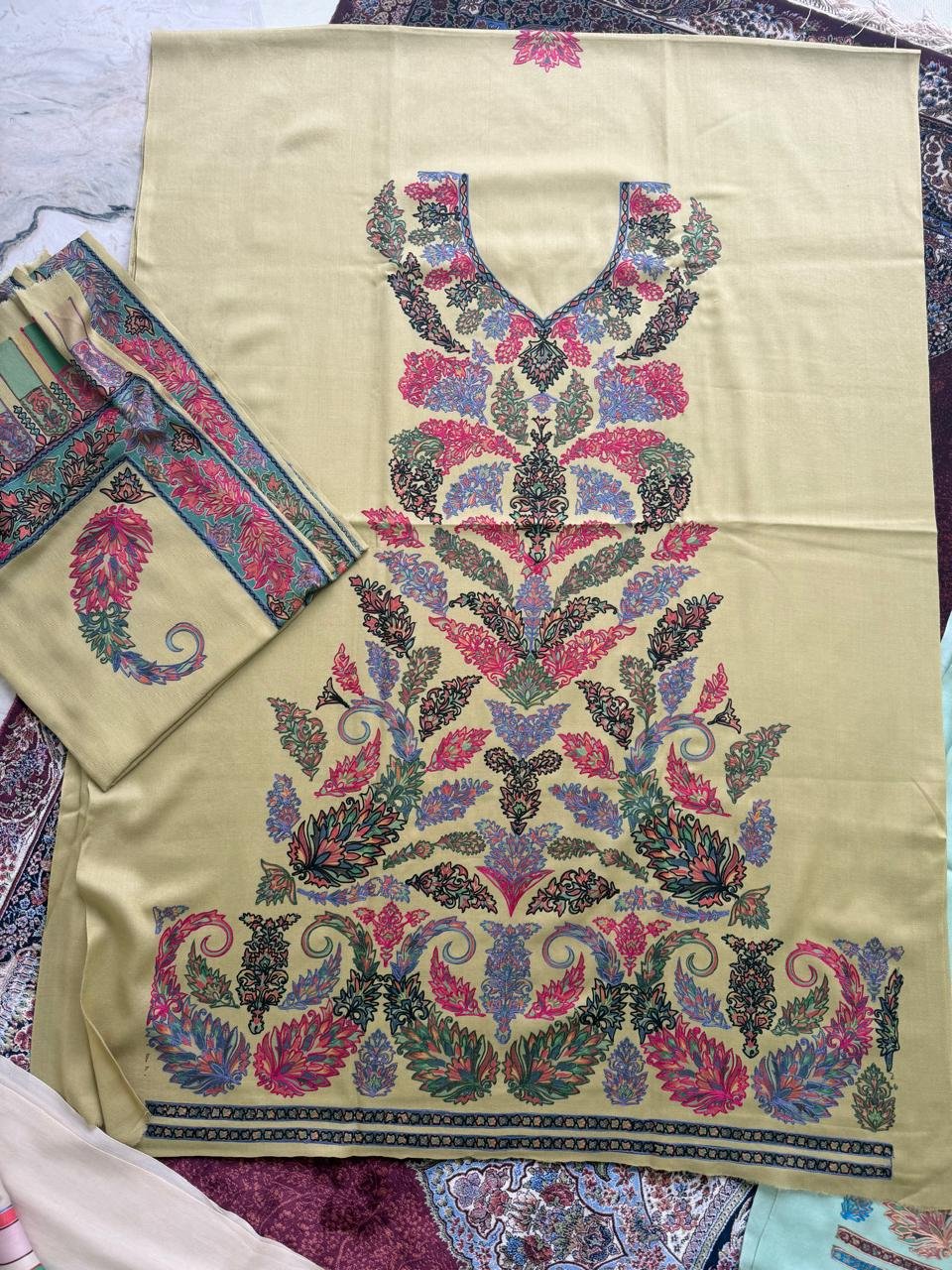 Pure wool kalamkari suits with stoles