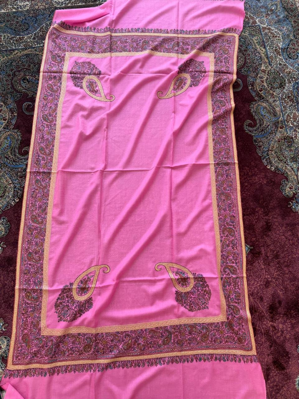 Handmade pure pashmina shawl with sozni embroidery with mix tilla work